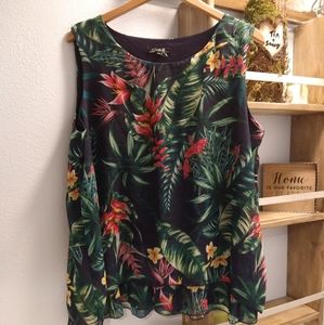 Tropical Floral Blouse Tank Top